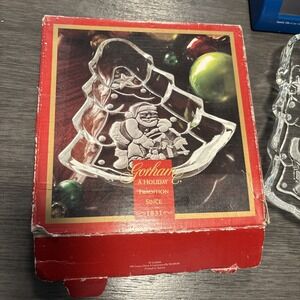 Gorham Holiday Traditions Tree Treat Candy Dish Santa North Pole Austria Vintage